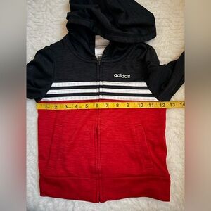 Adidas Kids Hoodie in Red and Black with White Stripes